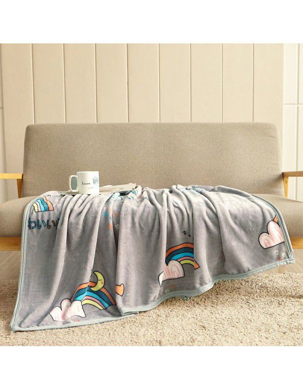 Wholesale printed coral wool blanket Spring and autumn casual shawl blanket Air conditioning blanket Office nap blanket