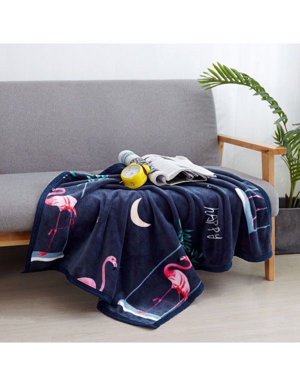 Wholesale printed coral wool blanket Spring and autumn casual shawl blanket Air conditioning blanket Office nap blanket