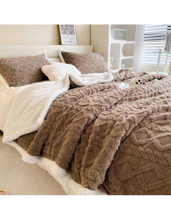 Taff nap blanket thickened lamb wool blanket in winter solid color spring and autumn blanket coral blanket wholesale