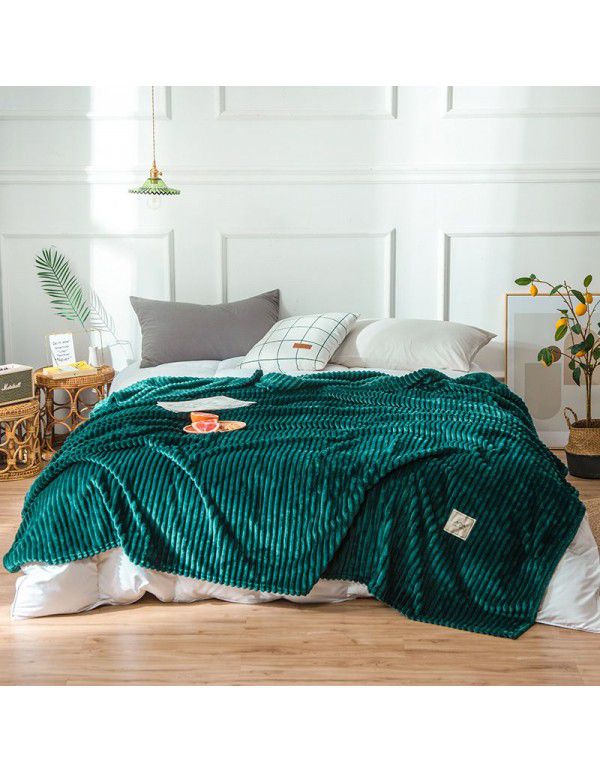 New super soft pure color flannel blanket plain stripe magic velvet nap blanket air conditioning blanket cover blanket special price