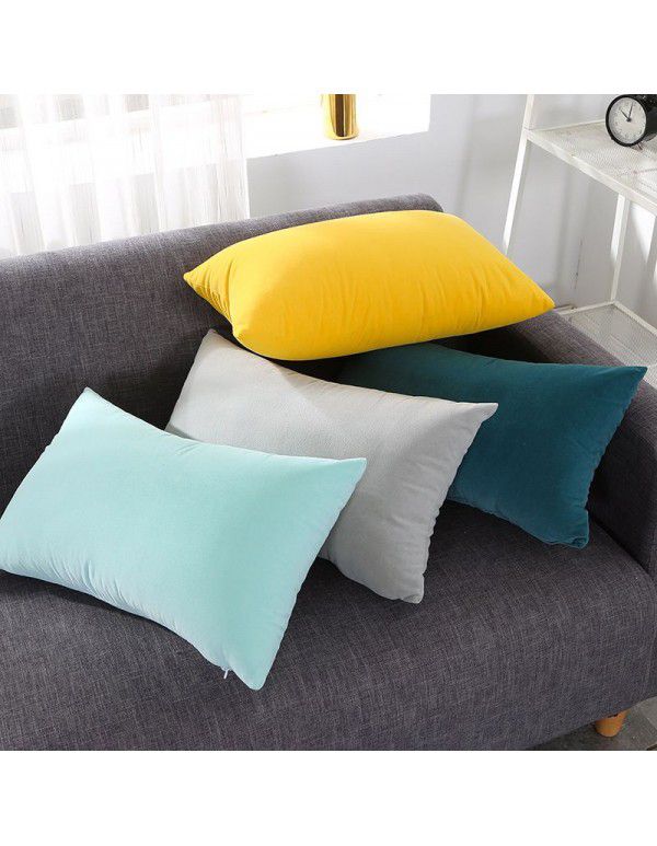 Nordic plain velvet throw pillow waist pillow solid color sofa cushion office waist pillow