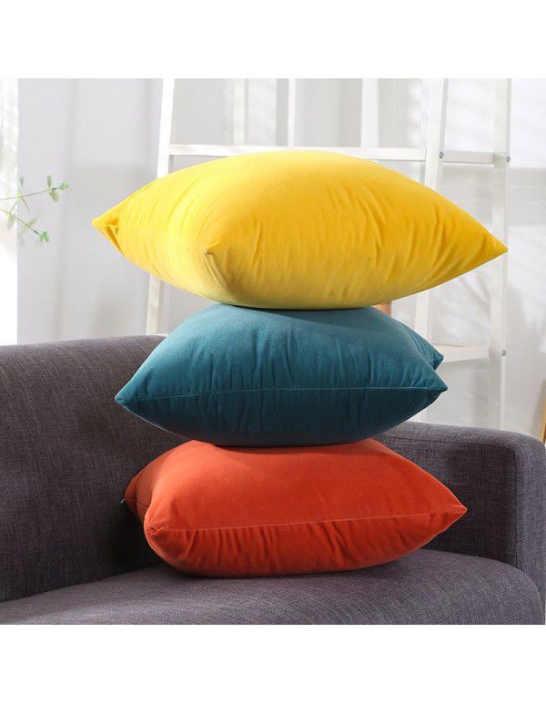 Nordic plain velvet throw pillow waist pillow solid color sofa cushion office waist pillow