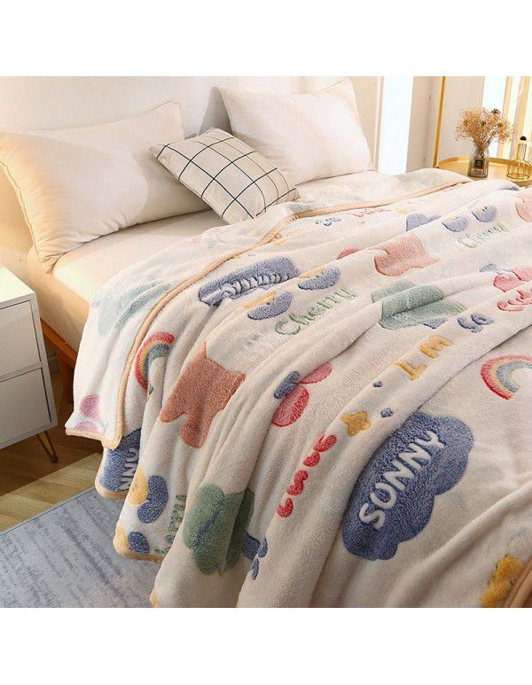 Ins Rainbow Bear~Korean Snow Flower Blanket Office Nap Leisure Sofa Blanket Air Conditioner Blanket in Summer