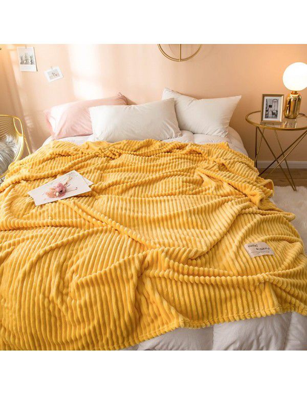 New super soft pure color flannel blanket plain stripe magic velvet nap blanket air conditioning blanket cover blanket special price