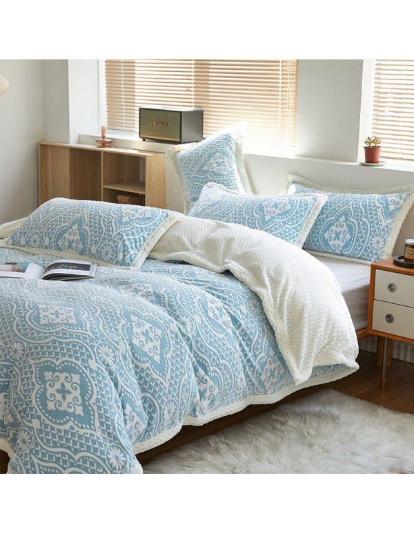 Double layer thickened milk wool blanket Cross border Amazon dual-use quilt blanket Beibei nap blanket Air conditioning blanket