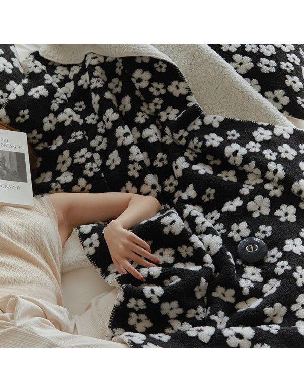 Chessboard check handmade blanket milk wool cover blanket lamb wool pillow case flannel imitation wool jacquard blanket sub net red