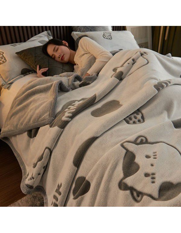 Winter single-layer thickened milk wool blanket double-sided flannel blanket quilt sheet multi-function blanket air conditioning blanket