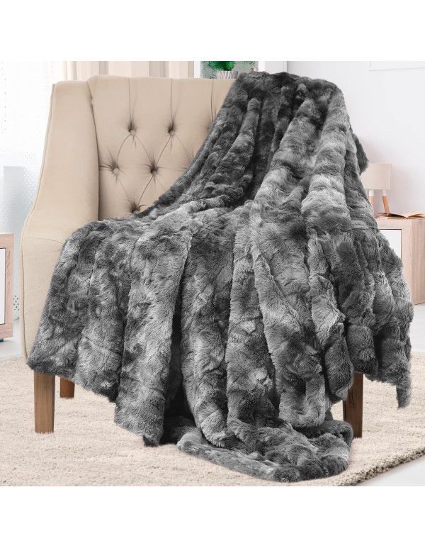 Double sided thickened tie dyed pv velvet blanket plush brush tapestry children's blanket sofa cover blanket cashmere blanket