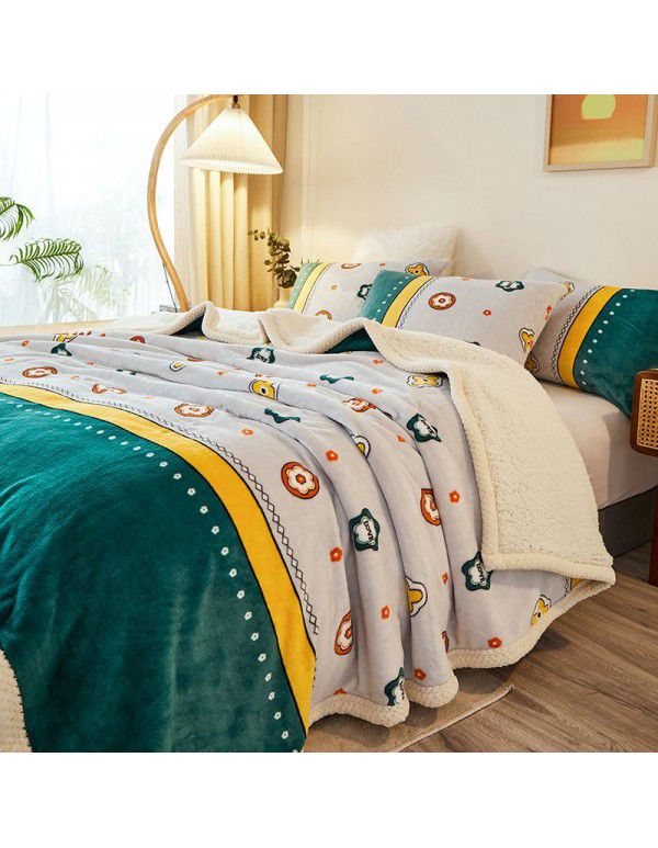  spot double-layer blanket thickened winter children's nap blanket coral wool warm flange blanket