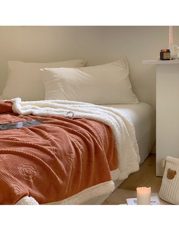 Autumn and winter camellia, cattle, milk wool, thickened blanket, cashmere blanket, solid color blanket, bedroom, lunch blanket, one hair substitute