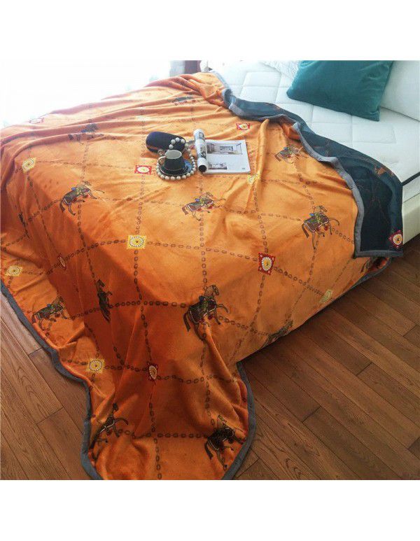 Double layer thickened warm cloud blanket European blanket AB Farai velvet ferret velvet crystal velvet air conditioning blanket wholesale