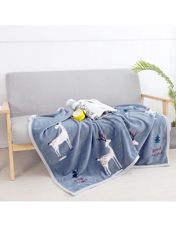 Wholesale printed coral wool blanket Spring and autumn casual shawl blanket Air conditioning blanket Office nap blanket