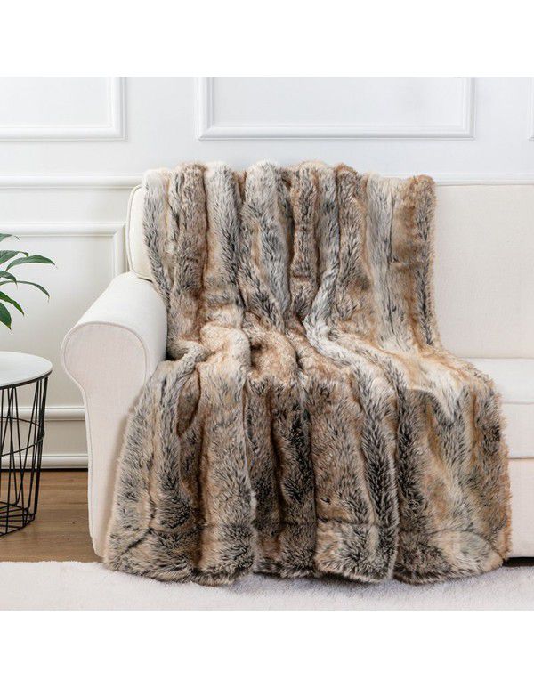 Nordic imitation fur blanket imitation fur sofa blanket model room soft decoration light luxury fur blanket thickened double-layer blanket