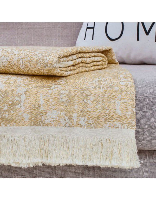 Cotton linen ins living room sofa blanket tassel blanket wearable knee blanket midnight sleeping blanket leisure decorative blanket bed tail blanket