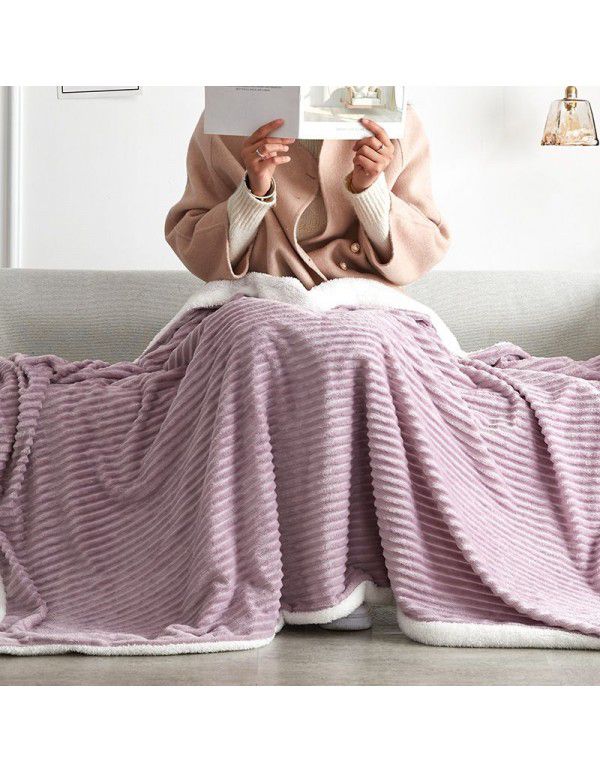 Double layer thickened small blanket sofa cover blanket lamb cashmere magic wool office nap air conditioning children blanket quilt cover