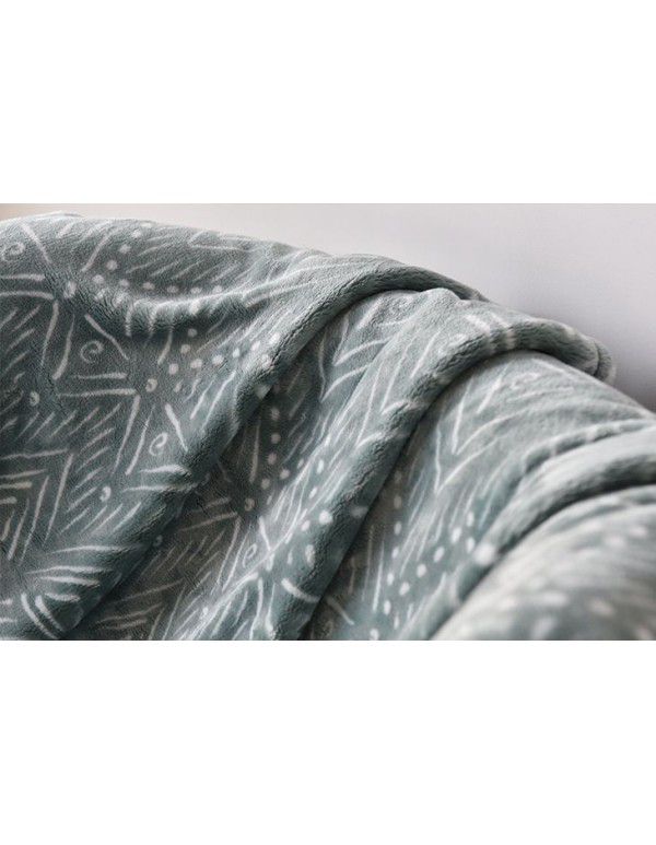 180 * 200 thick foreign trade dark green printing flannel blanket sofa thick nap blanket bed sheet