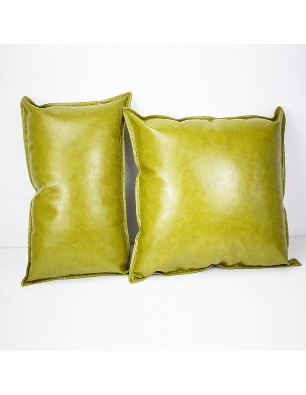 PU oil wax leather cushion cover solid color luxury imitation leather sofa cushion pillow Office pillow Headrest