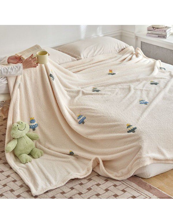 Milk velvet teddy quilt cover blanket blanket small blanket sofa blanket thickened autumn and winter sofa blanket nap blanket