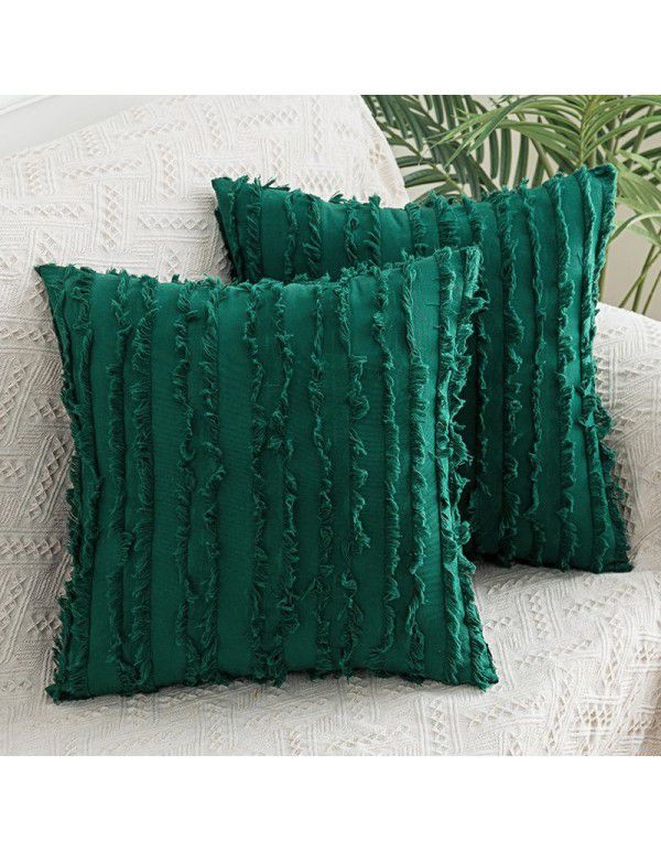 The manufacturer directly supplies cotton and linen creative throw pillows, Nordic holiday style, cut fringed waist pillows, one in stock