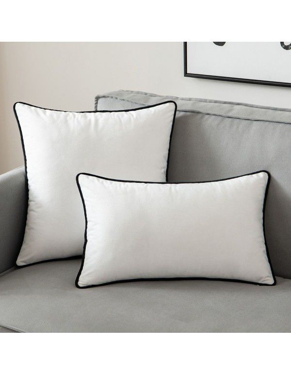 Modern simple velvet rolled rope hemmed ins solid color model room throw pillow cushion large back throw pillow case