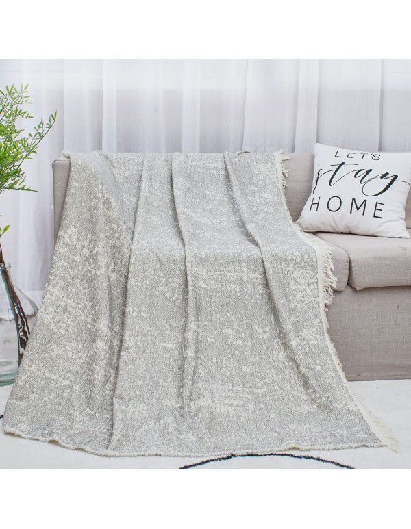 Cotton linen ins living room sofa blanket tassel blanket wearable knee blanket midnight sleeping blanket leisure decorative blanket bed tail blanket