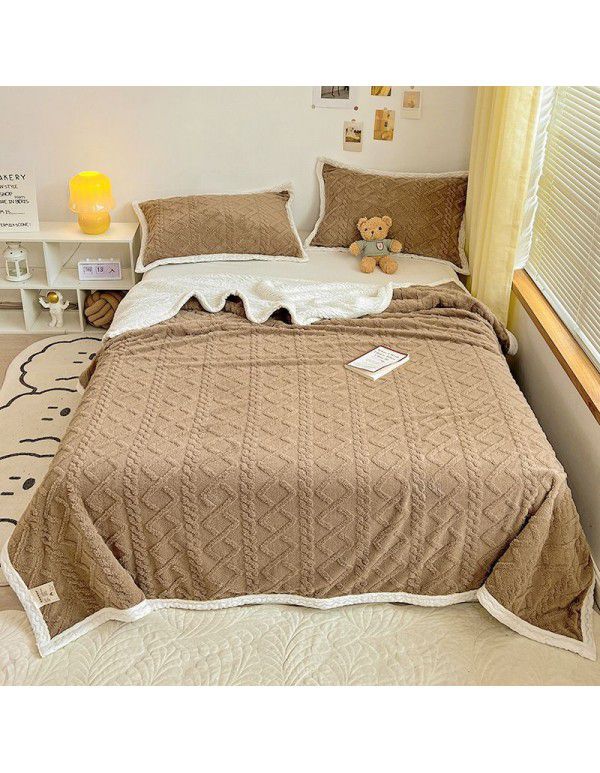 Taff Cashmere Lamb Wool Blanket Small Blanket Autumn Winter Thickened Cashmere Quilt Cover Blanket Double sided Cashmere Quilt Cover Blanket