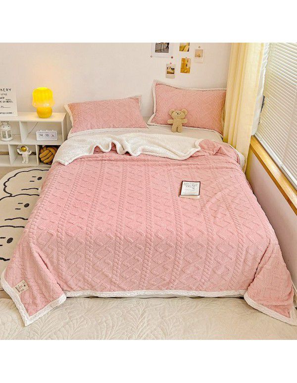 Taff Cashmere Lamb Wool Blanket Small Blanket Autumn Winter Thickened Cashmere Quilt Cover Blanket Double sided Cashmere Quilt Cover Blanket