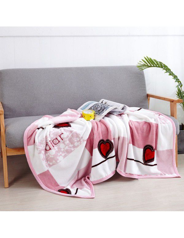 Wholesale printed coral wool blanket Spring and autumn casual shawl blanket Air conditioning blanket Office nap blanket