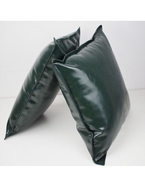 PU oil wax leather cushion cover solid color luxury imitation leather sofa cushion pillow Office pillow Headrest