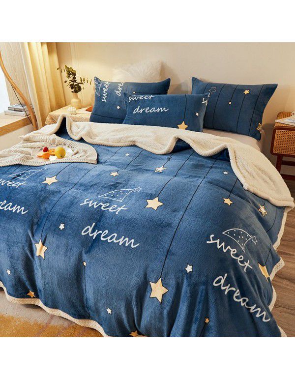  spot double-layer blanket thickened winter children's nap blanket coral wool warm flange blanket