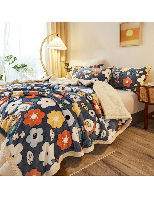  spot double-layer blanket thickened winter children's nap blanket coral wool warm flange blanket