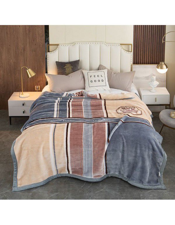 Factory blanket Raschel blanket thickened double-layer warm blanket super soft double-sided blanket gift wholesale