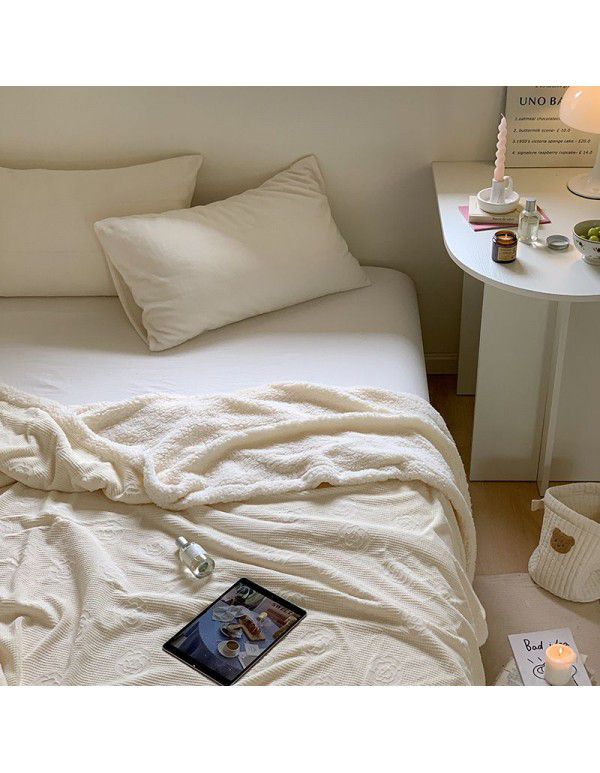 Autumn and winter camellia, cattle, milk wool, thickened blanket, cashmere blanket, solid color blanket, bedroom, lunch blanket, one hair substitute