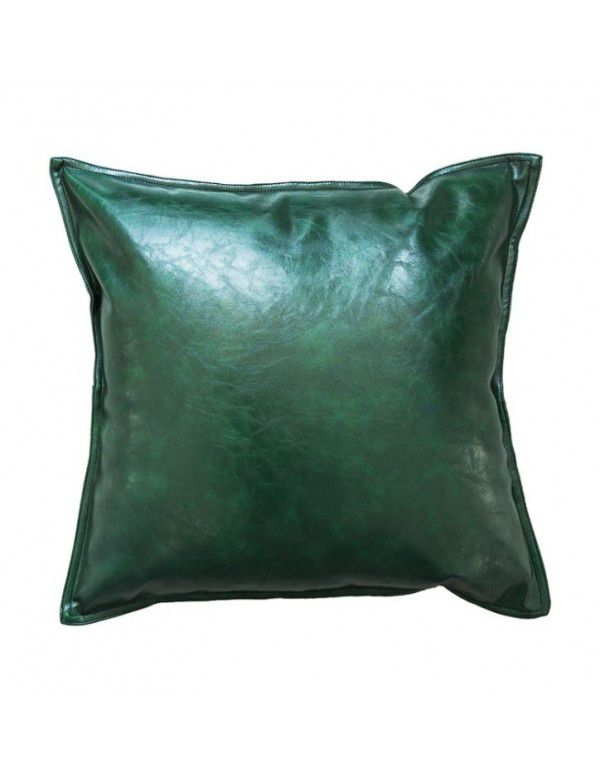 PU oil wax leather cushion cover solid color luxury imitation leather sofa cushion pillow Office pillow Headrest