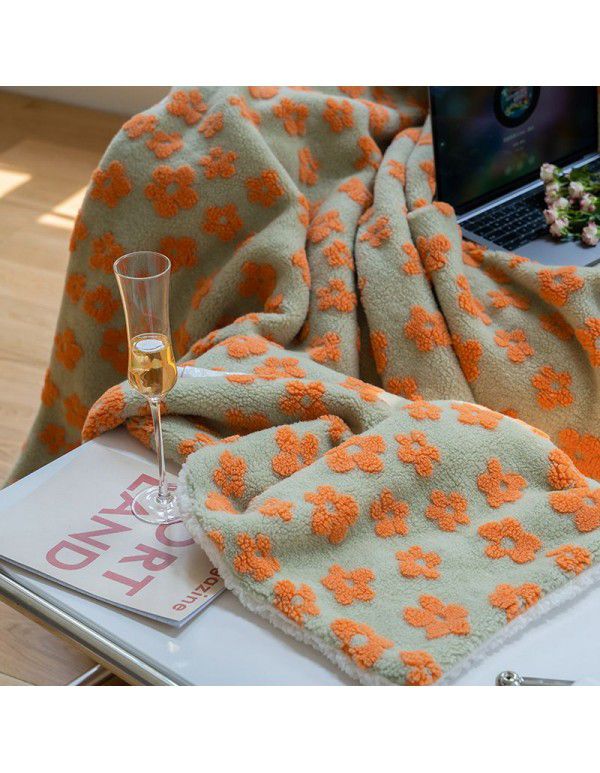 Cross border exclusive vintage jacquard cashmere blended blanket multi-functional sofa lunch blanket thickened lamb wool blanket