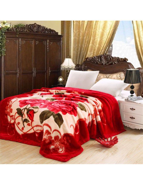 Factory blanket Raschel blanket thickened double-layer warm blanket super soft double-sided blanket gift wholesale