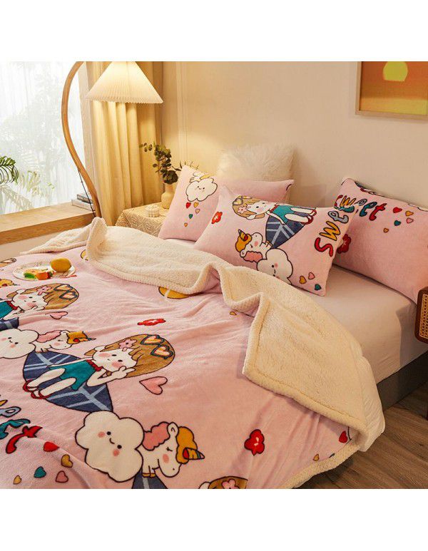  spot double-layer blanket thickened winter children's nap blanket coral wool warm flange blanket