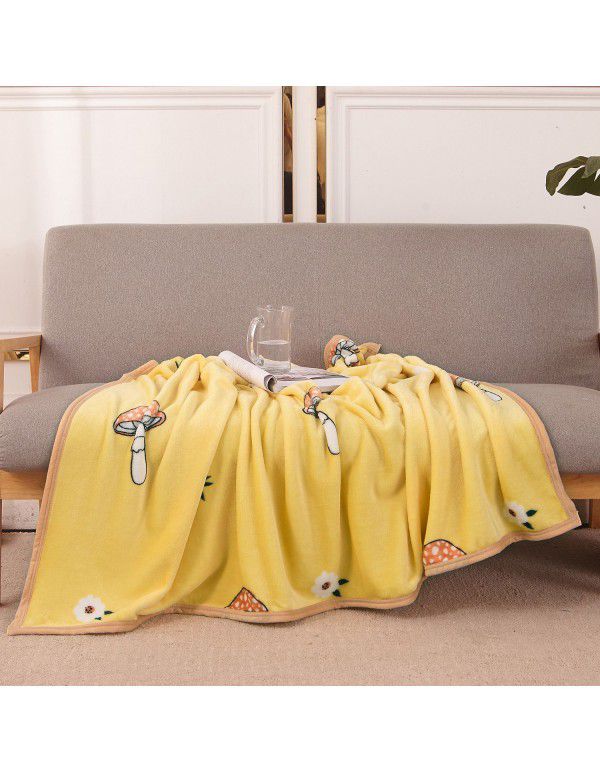 Wholesale printed coral wool blanket Spring and autumn casual shawl blanket Air conditioning blanket Office nap blanket