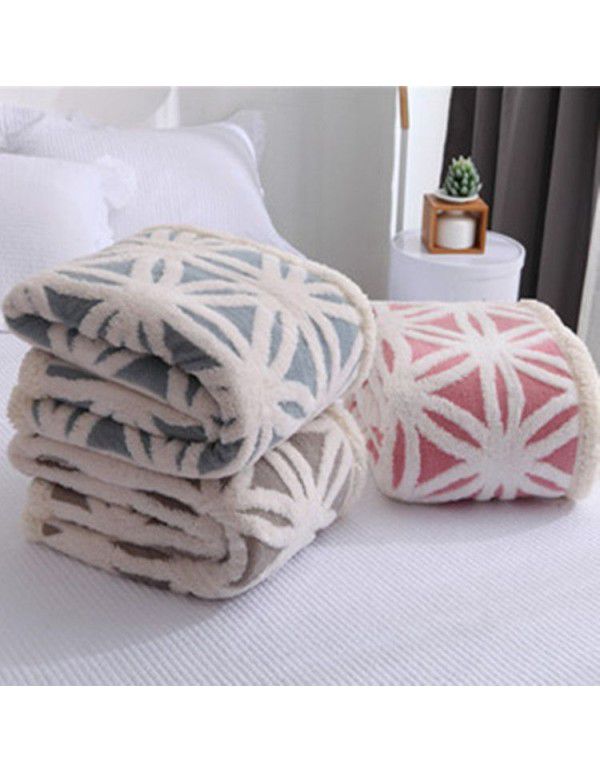 Foreign trade export thickened double-layer comfortable cotton wool jacquard blanket thickened cashmere double-layer blanket in winter office blanket