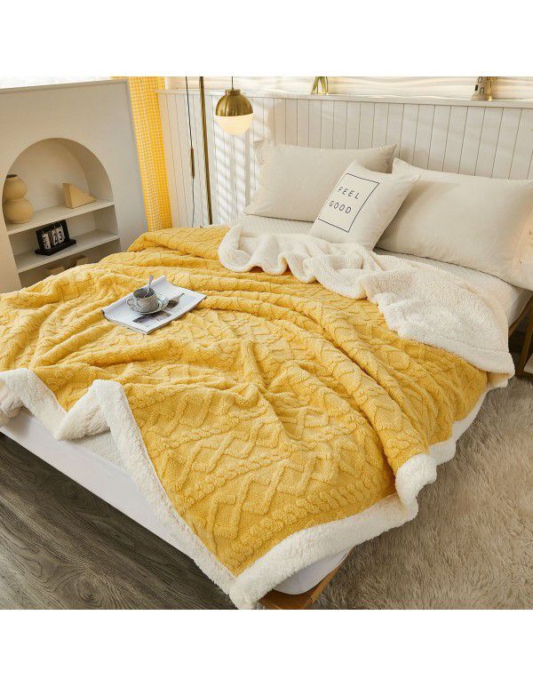 Taff cashmere jacquard lamb wool blanket double-layer composite cross-border AB version sofa blanket decorative blanket thickened blanket blanket