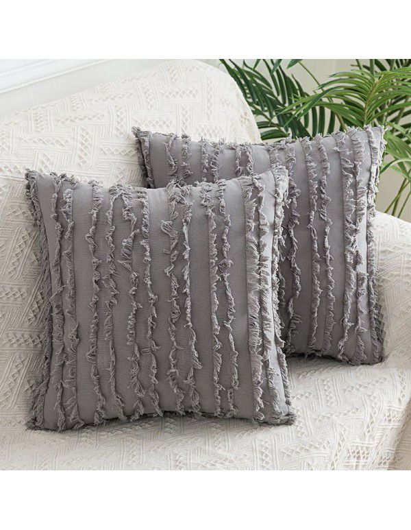 The manufacturer directly supplies cotton and linen creative throw pillows, Nordic holiday style, cut fringed waist pillows, one in stock