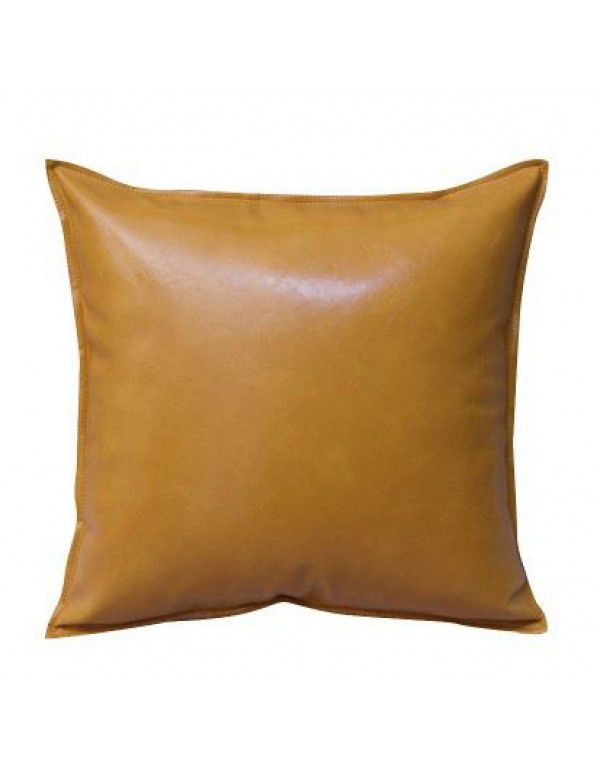 PU oil wax leather cushion cover solid color luxury imitation leather sofa cushion pillow Office pillow Headrest