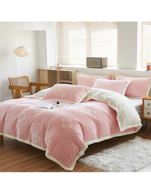 Double layer thickened milk wool blanket Cross border Amazon dual-use quilt blanket Beibei nap blanket Air conditioning blanket