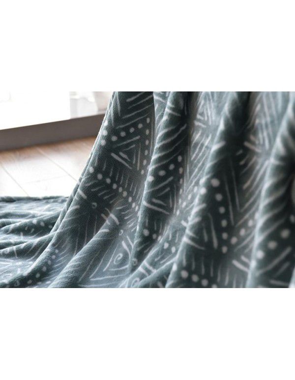 180 * 200 thick foreign trade dark green printing flannel blanket sofa thick nap blanket bed sheet