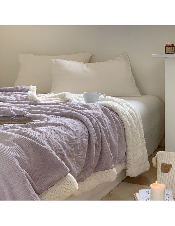 Autumn and winter camellia, cattle, milk wool, thickened blanket, cashmere blanket, solid color blanket, bedroom, lunch blanket, one hair substitute