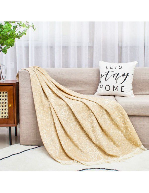 Cotton linen ins living room sofa blanket tassel blanket wearable knee blanket midnight sleeping blanket leisure decorative blanket bed tail blanket