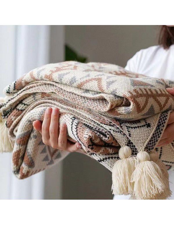 Bohemian blanket simple knitting wool nap blanket winter decoration nap blanket blanket sofa blanket