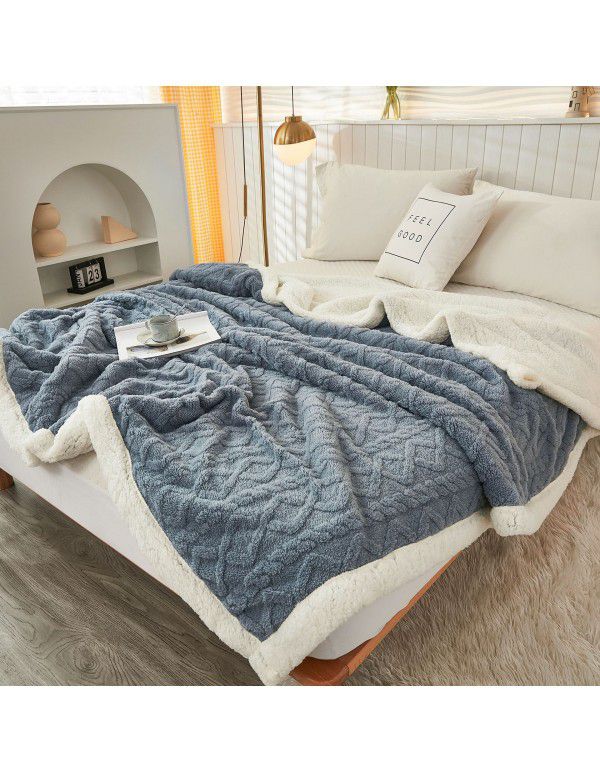 Taff cashmere jacquard lamb wool blanket double-layer composite cross-border AB version sofa blanket decorative blanket thickened blanket blanket