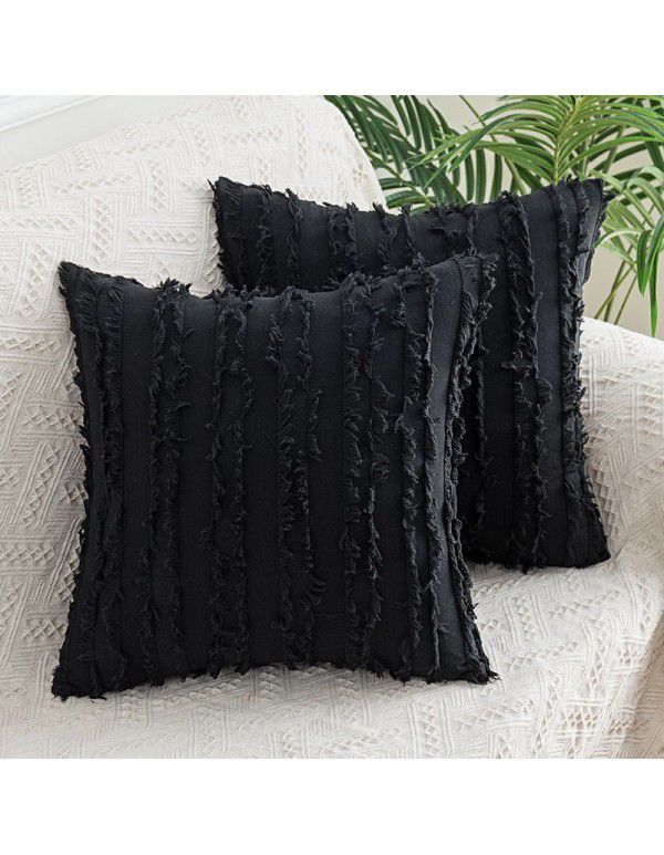 The manufacturer directly supplies cotton and linen creative throw pillows, Nordic holiday style, cut fringed waist pillows, one in stock