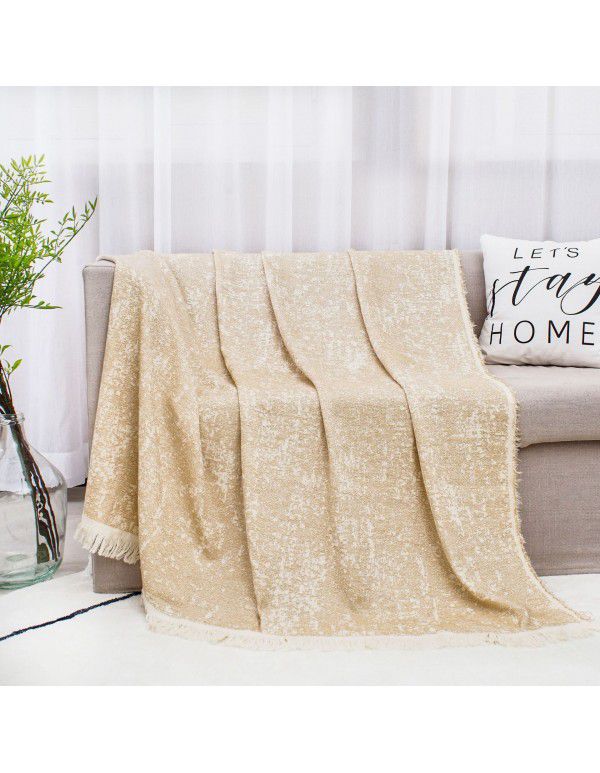 Cotton linen ins living room sofa blanket tassel blanket wearable knee blanket midnight sleeping blanket leisure decorative blanket bed tail blanket